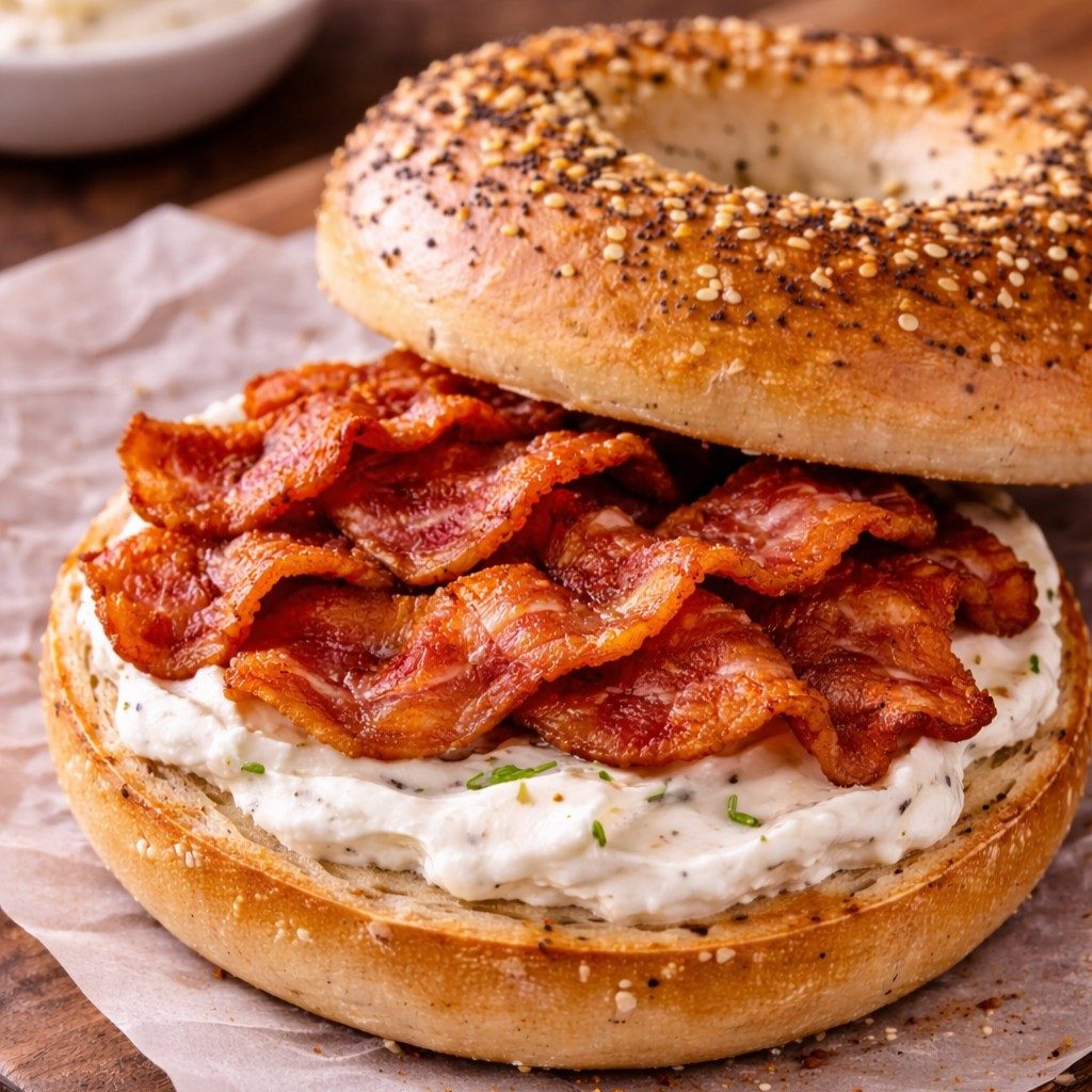 Bagel With Cream Cheese & Bacon.