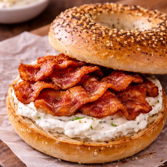 Bagel With Cream Cheese & Bacon.