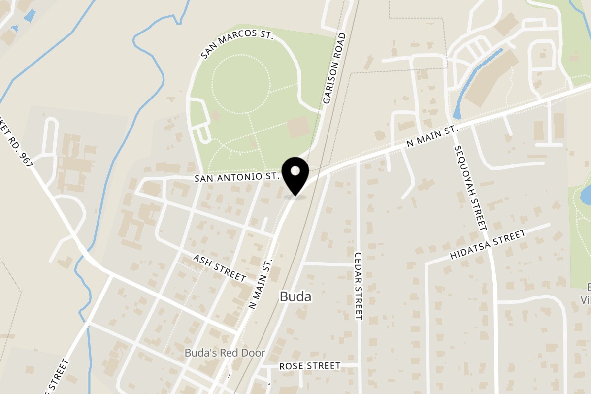 Map showing the location of Big City Bagels and Subs Big City Bagels and Subs (Buda) on 408 N Main St in Buda