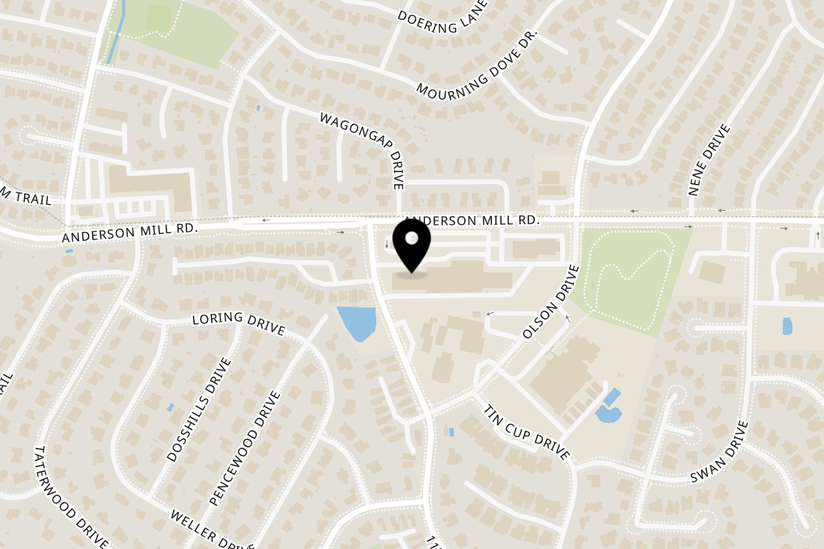Map showing the location of Big City Bagels and Subs on 10401 Anderson Mill Rd UNIT 117 in Austin